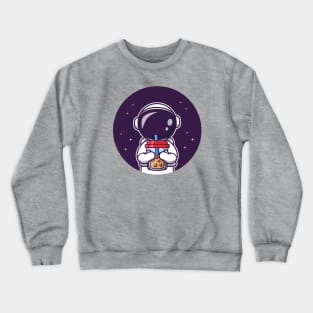 Cute Astronaut Sipping Boba Milk Tea Crewneck Sweatshirt